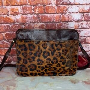 Patricia Nash Leather and Leopard Print Calf Hair Crossbody Bag